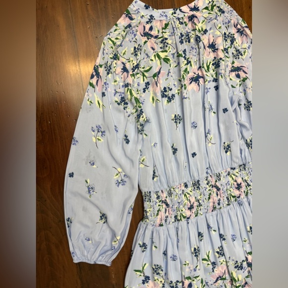 Cartolina Emelia Mini Dress Size XL Light Blue Floral Ruffle Smocked Waist NWT - Picture 11 of 16